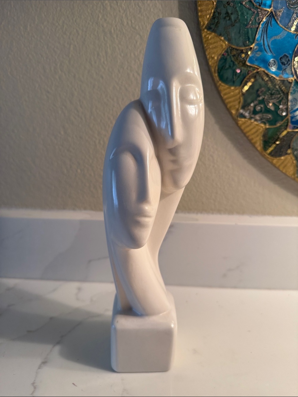 Vintage Handmade Ceramic Cycladic “Devotion” Statue Signed